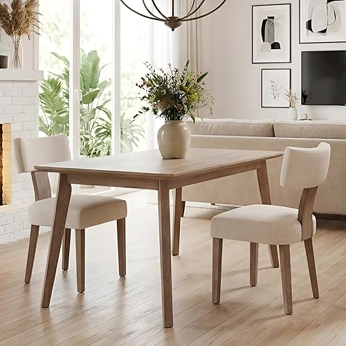 Miniatura 15 de Wahson Juego de 2 sillas de comedor estilo granja, sillas de cocina modernas de mediados de siglo tapizadas en carbón con patas de madera negra,