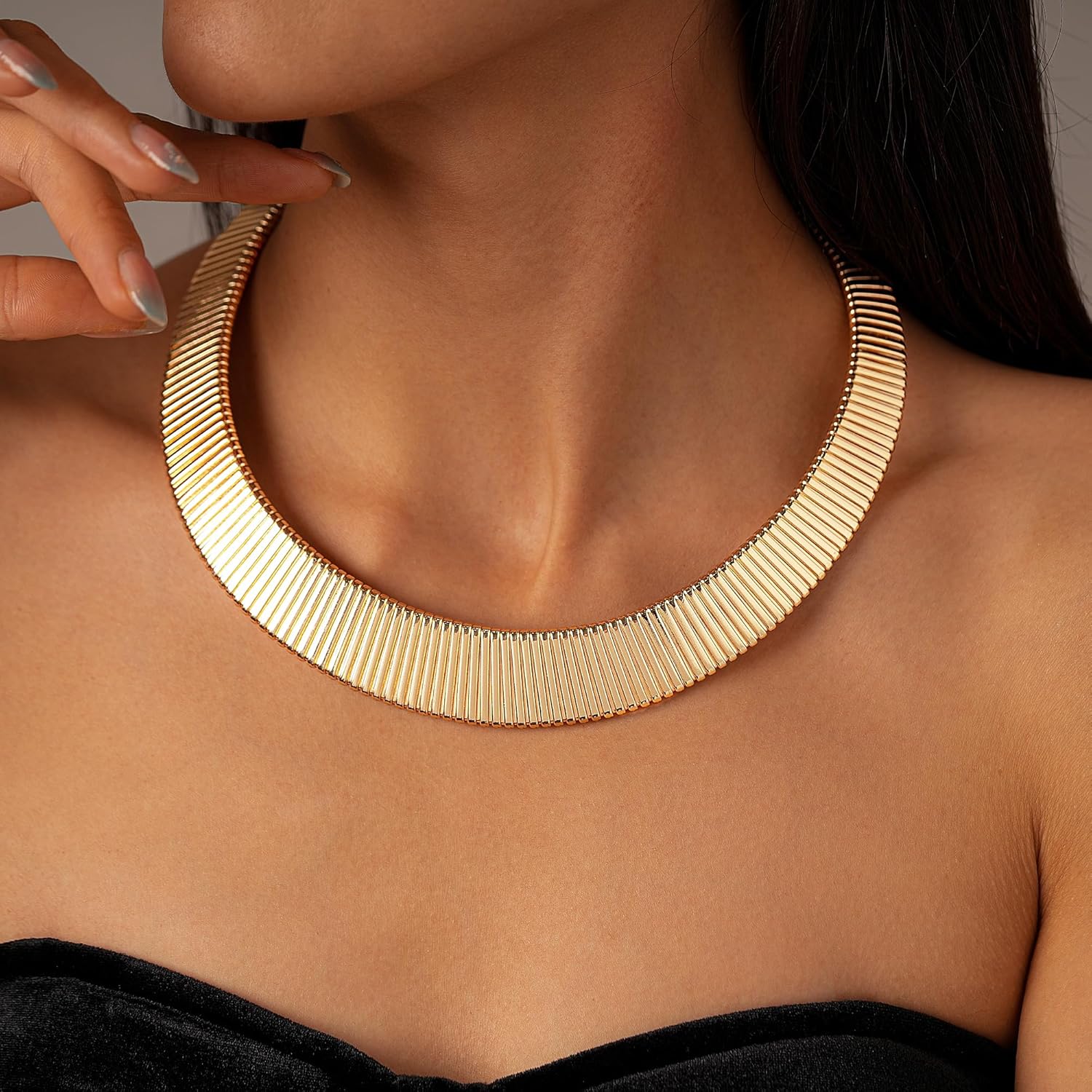 Chunky Gold Necklace for Women - Non Tarnish Statement Chunky Necklaces Thick Gold Choker Necklaces for Women Trendy Jewelry Christmas Gifts - Image 4