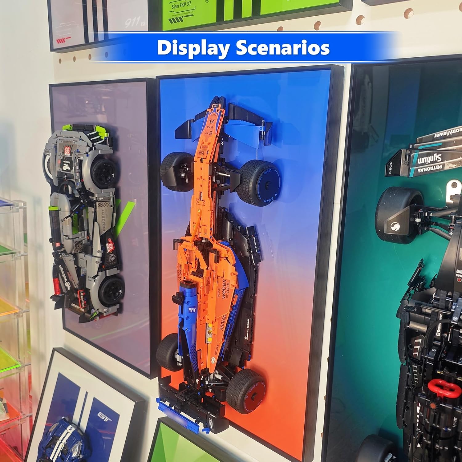 Display Frame Compatible with Lego 42141 Technic McLaren F1,Building Blocks Display Wall Mount Compatible with Lego Car - Ideal Gifts Compatible with F1 Lovers,Size:29.5x17.7 in