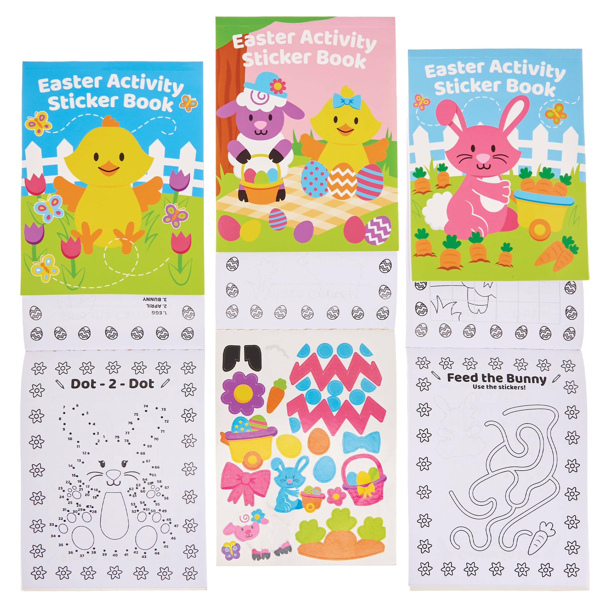Baker Ross FX976 Easter Sticker Activity Books - Pack of 8, Easter Party Bag Fillers for Kids