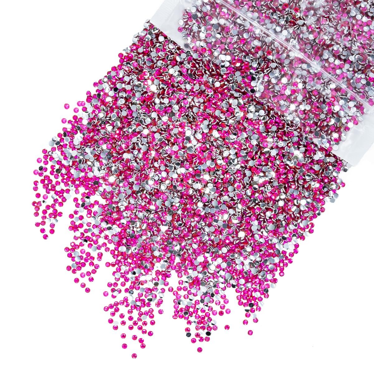 Photo 1 of qiipii 2mm Hot Pink Resin Rhinestones Bulk
