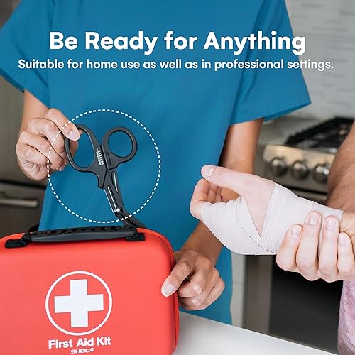 Miniatura 6 de Madison Supply Tijeras médicas, tijeras EMT y trauma, tijeras de vendaje de acero inoxidable de alta calidad de 7.5 pulgadas, recubiertas de