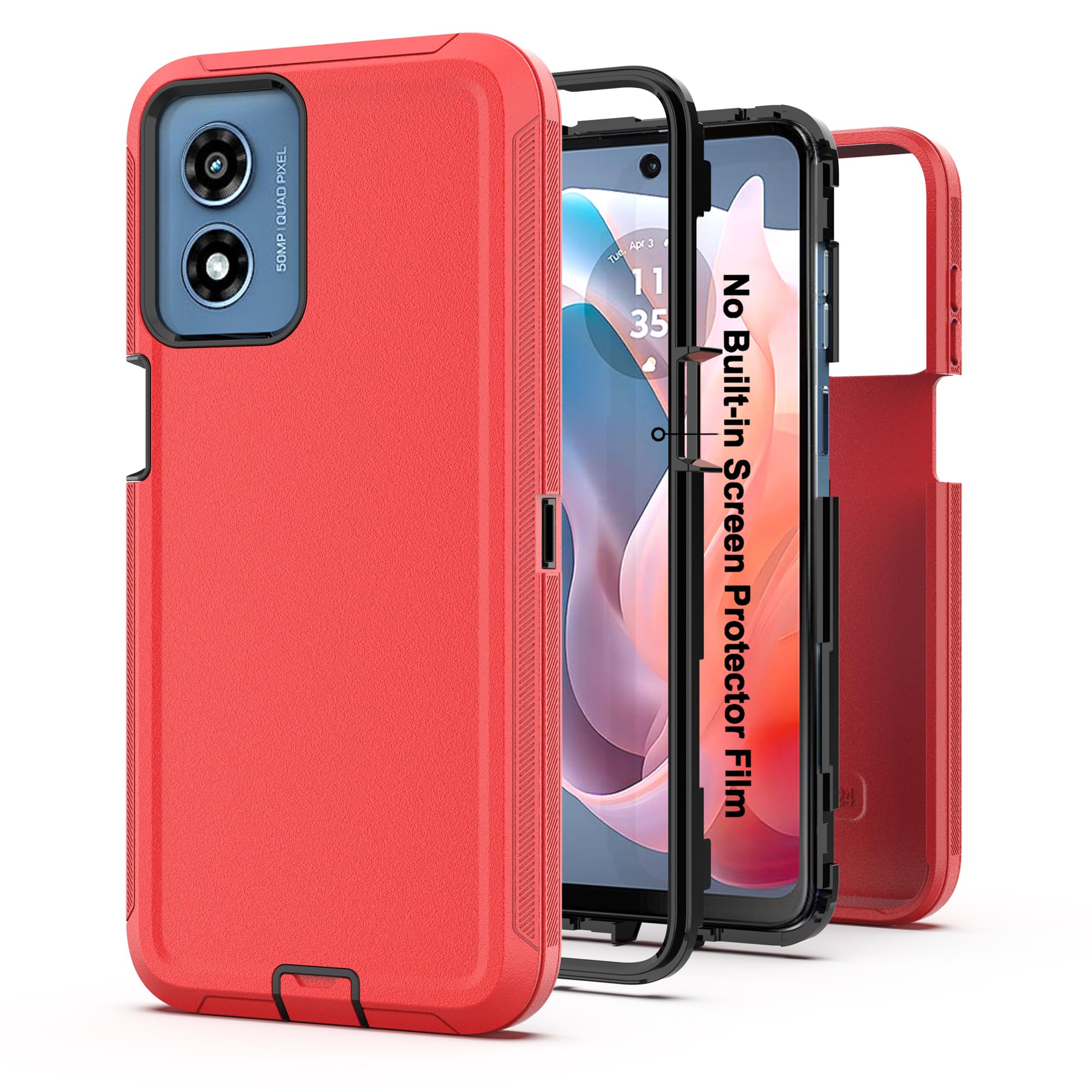 AWZHYDT for Motorola G Play 5G 2024 Case, Heavy Duty Protective Case with [3 in 1] Rugged Rubber Shockproof Protection Cover for Moto G Play 5G 2024(
