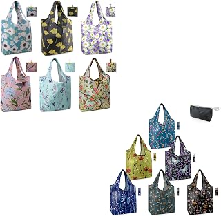 Reusable-Grocery-Bags-Foldable-Machine-Washable-Reusable-Shopping-Bags-Bulk 6 Pack 50LBS, Capacity Machine Washable Polyester Durable Shopping Bags for Men Travel Shopping