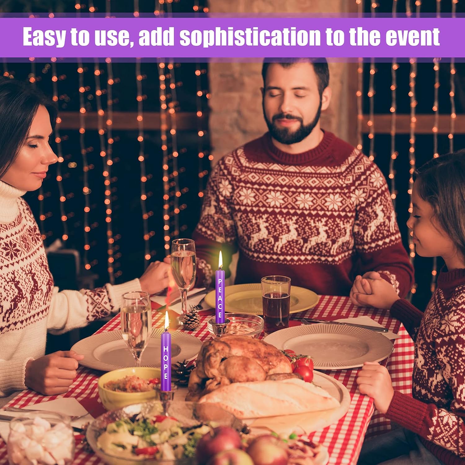 Nuanchu 5 Pieces Christmas Advent Candles with Words Hope Peace Joy Christmas Advent Seasonal Celebration Candles for Holiday Decoration(5 Inch)
