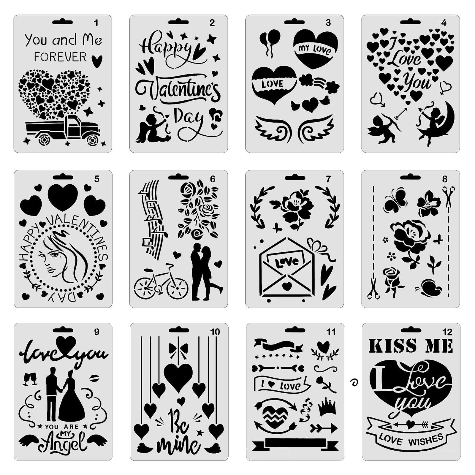 Tsophreniq Theme Drawing Templates PET Stencils for Kid Graffiti Drawing Scrapbooking Wedding Party Decor Valentine Stencils