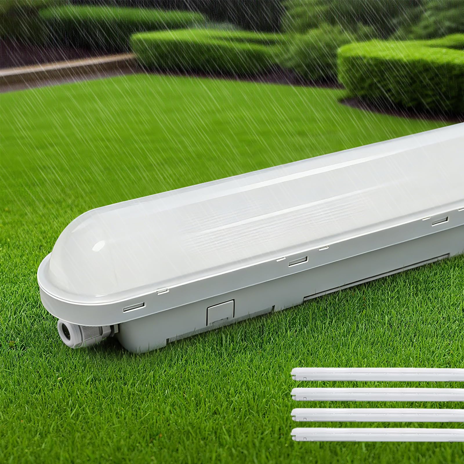 TONFFI 5 Stück LED Feuchtraumleuchte 150cm, 60W IP65 Feuchtraumlampe [7500LM, 6000K Kaltweiß] - Verknüpfbare Wannenleuchte für Bad, Keller, Garage, Werkstatt, Büro | Verbesserte Version