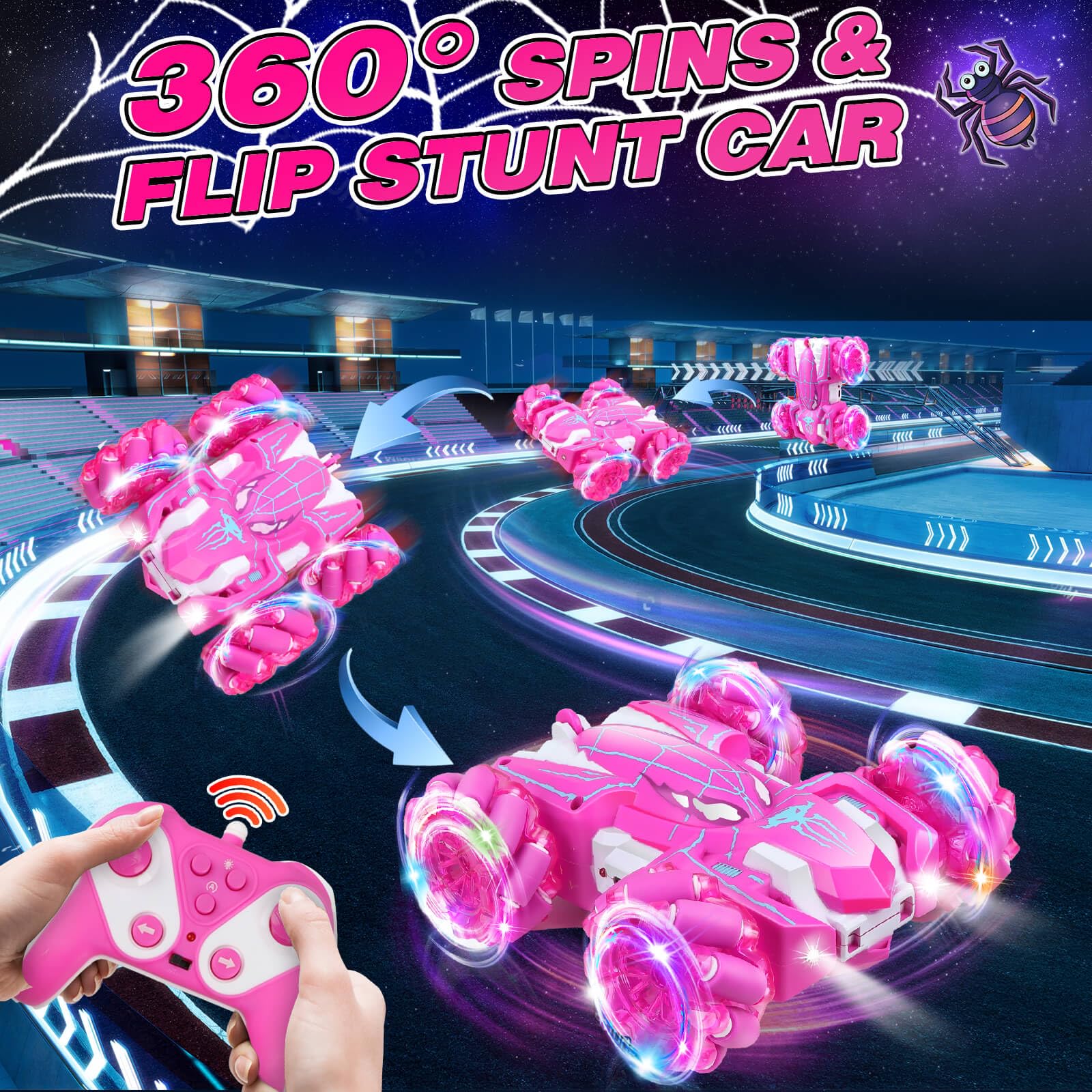 Dolanus Spider Remote Control Car, RC Cars Kids Toys Girls 3-5, Toys for Ages 8-13, Gifts for 3 4 5 6 7 8 10 12 Year Old Girls Kids Toddlers Birthday