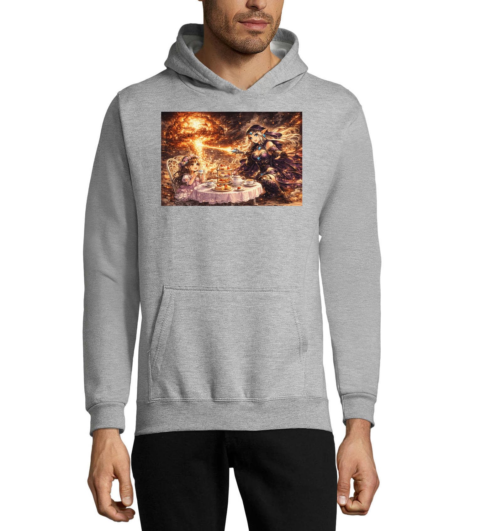 Magiczna herbata impreza z zaklęciem ognia unisex mieszanka bawełny bluza z kapturem bluza z kapturem szara