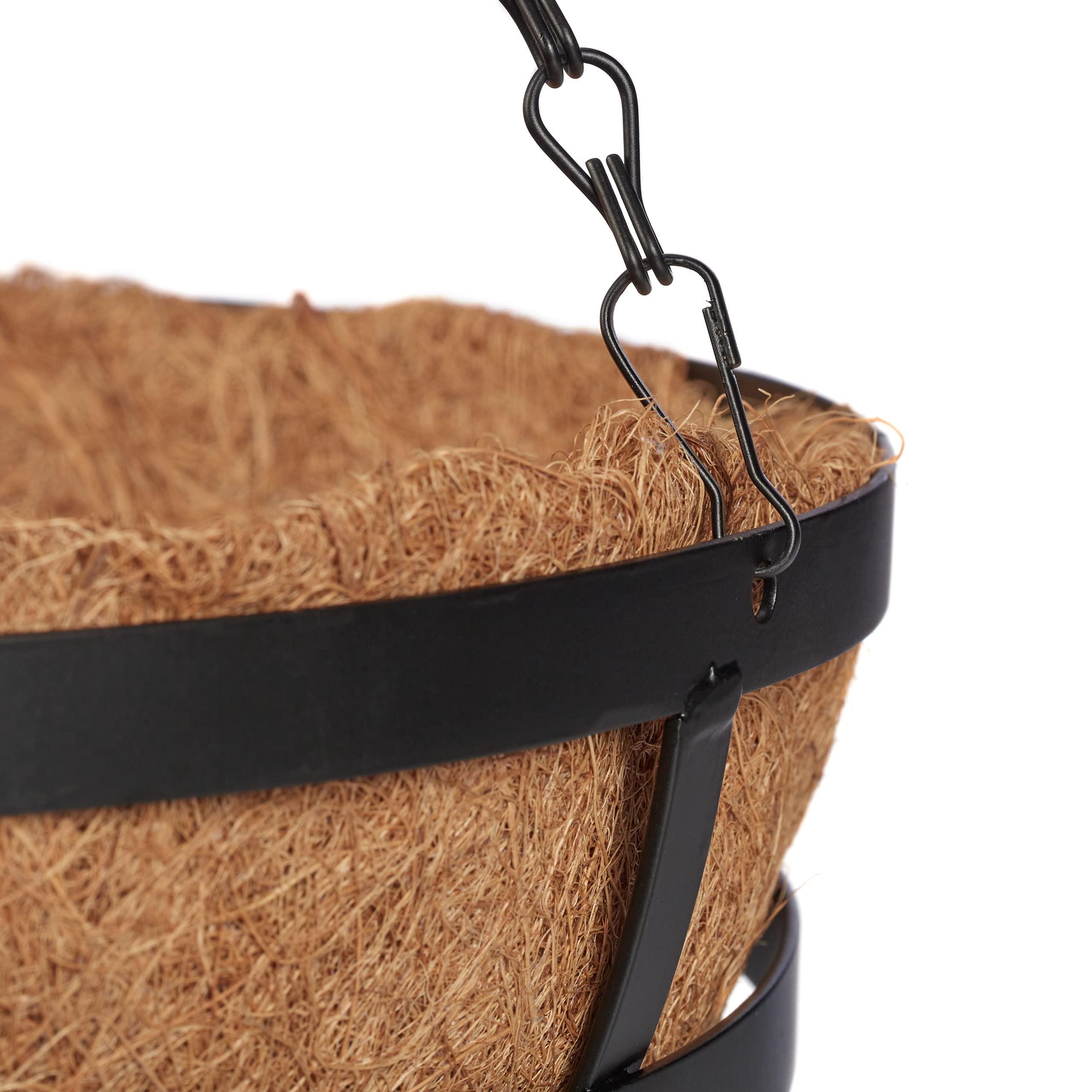 Relaxdays Vasi Sospesi per Piante, Set 3 Portavasi in Fibra di Cocco e Ferro, HD 50x31 cm, Indoor&Outdoor, Nero Naturale