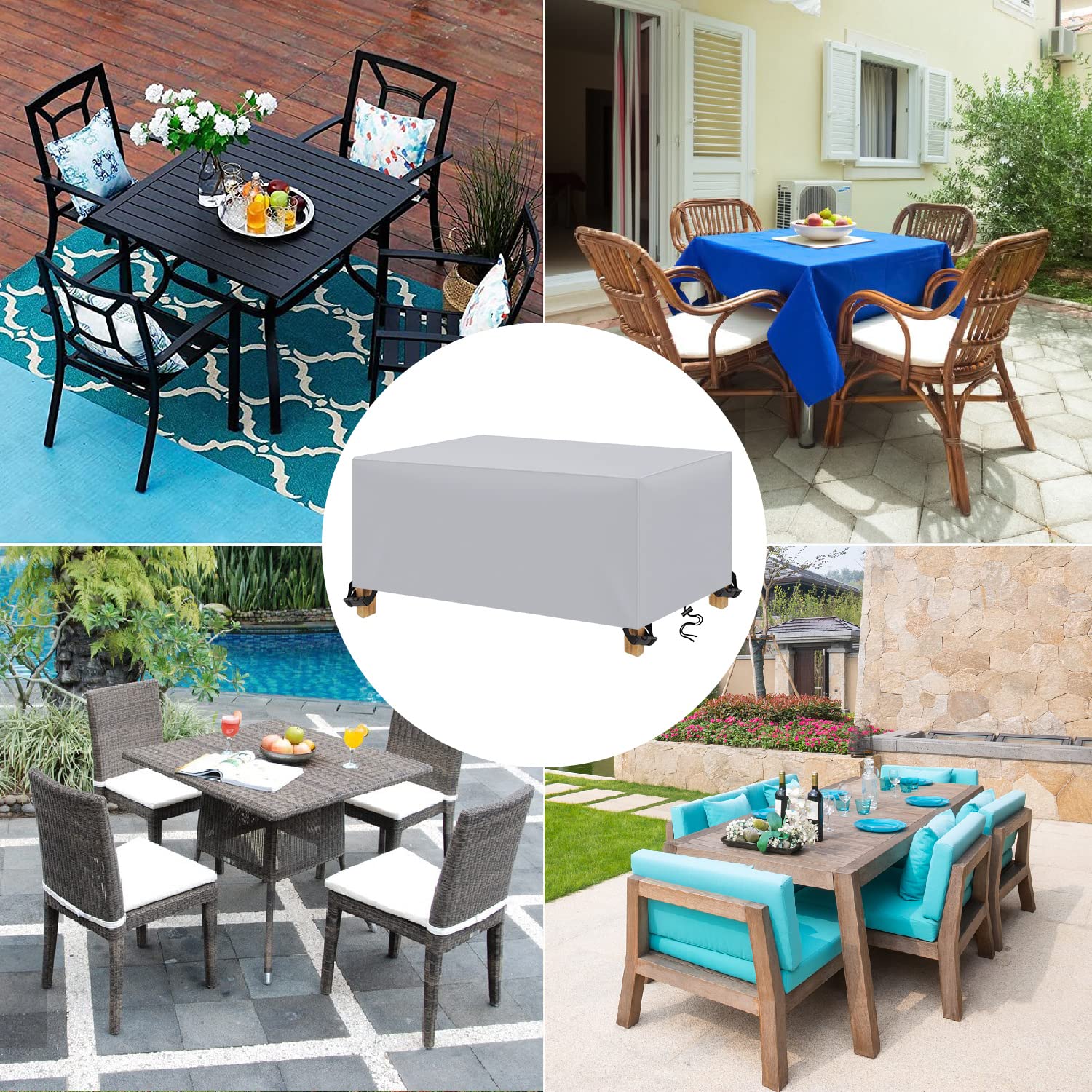 Abdeckhaube Gartenmöbel Rechteckig,Abdeckhaube Terrassenmöbel,Wasserdicht Abdeckplane Gartenmöbel,Wasserdicht,Winddicht,UV-Beständiges,420D Oxford Gewebe Schutzhülle(210x110x90cm,Grau)