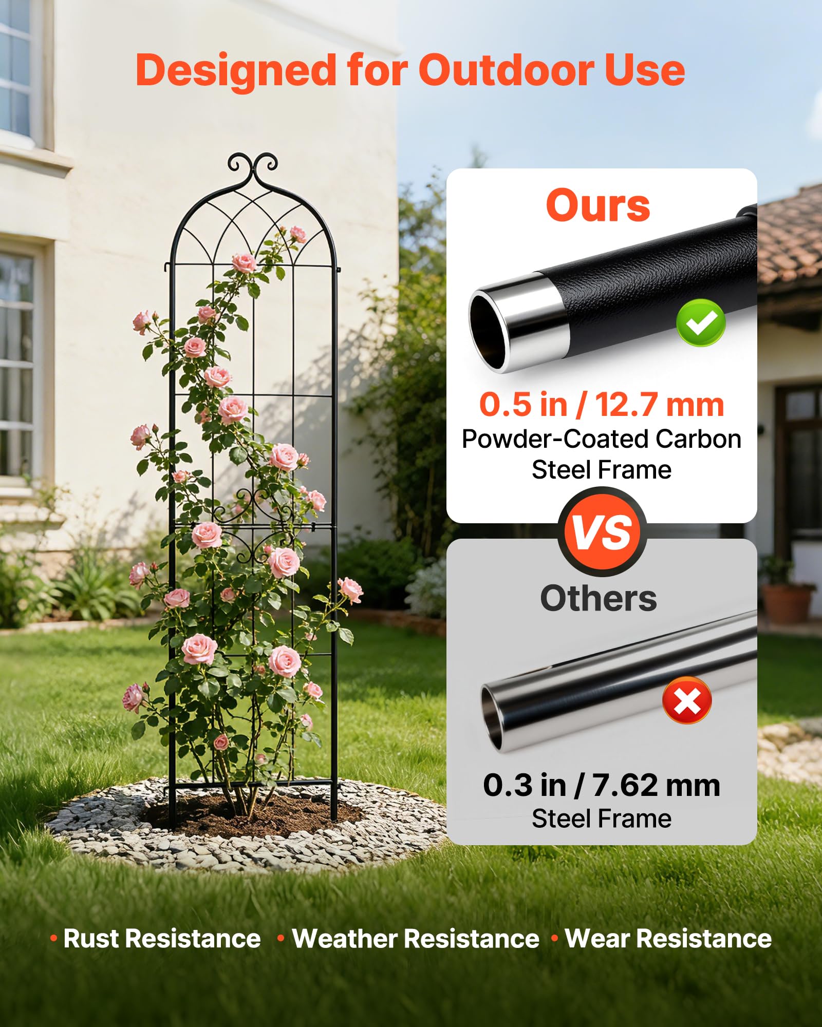 VEVOR Rankgitter, 220x52,5cm 4er-Pack, Metall Rankhilfe mit Pulverbeschichteter Oberfläche & Verriegelungsmechanismus, Kletterhilfe, Garten Spalier, Pflanzengitter für Blumen, Gemüse & Rosen