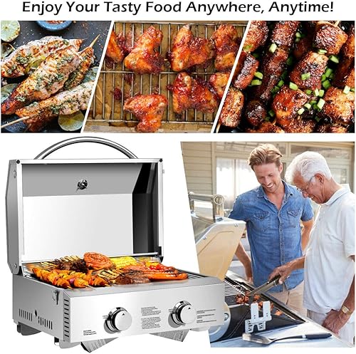 Miniatura 2 de Giantex - Parrilla de gas de acero inoxidable con patas plegables, 20000 BTU, perfecta para camping, picnics o cualquier uso al aire libre, 55 x 45