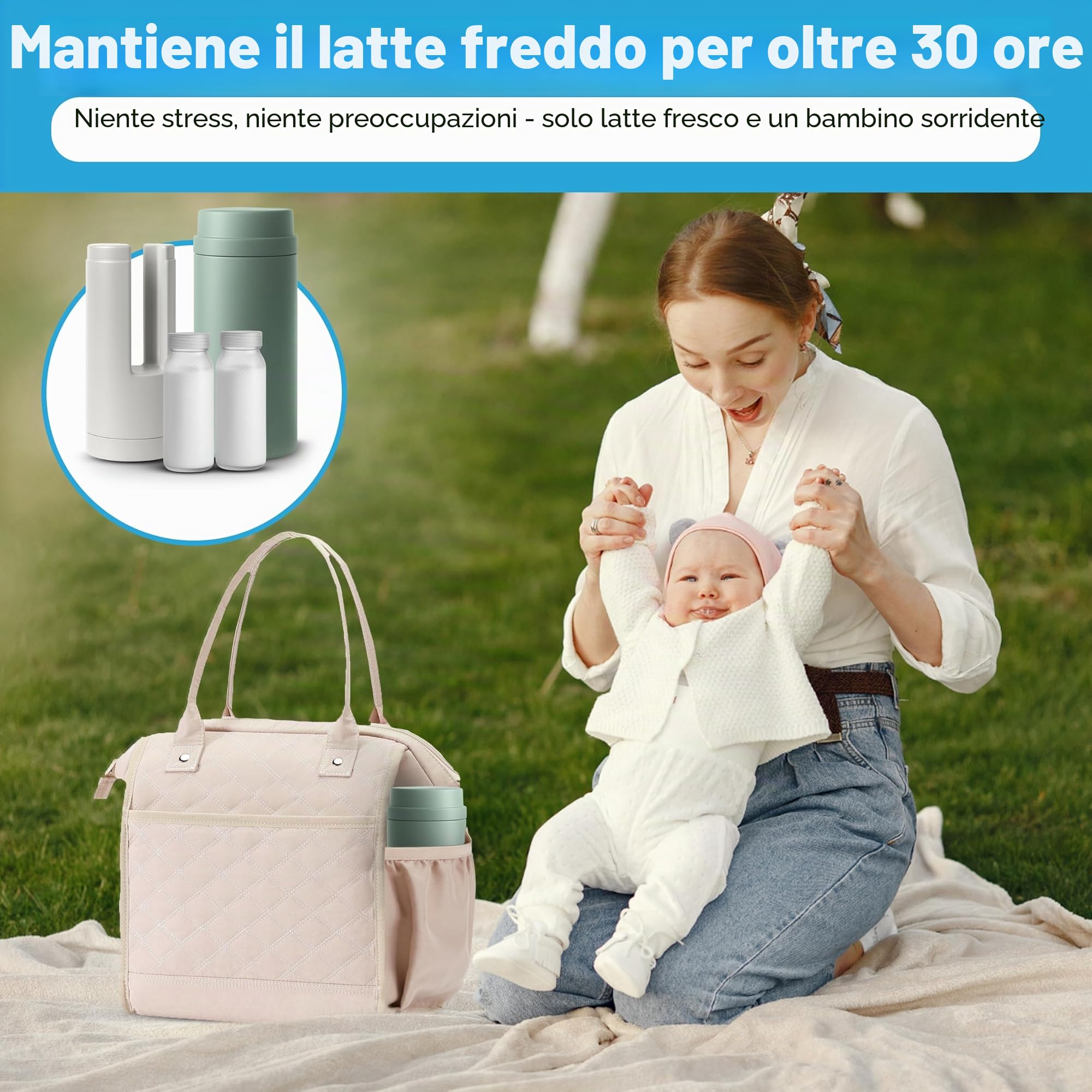Thermos Latte Neonato Portatile: Raffreddamento per 30 Ore, 2 Contenitori da 150 ml/5 oz per Latte Materno, Thermos per Latte Neonati, Termos Biberon Neonato Realizzato con Materiali BPA Free