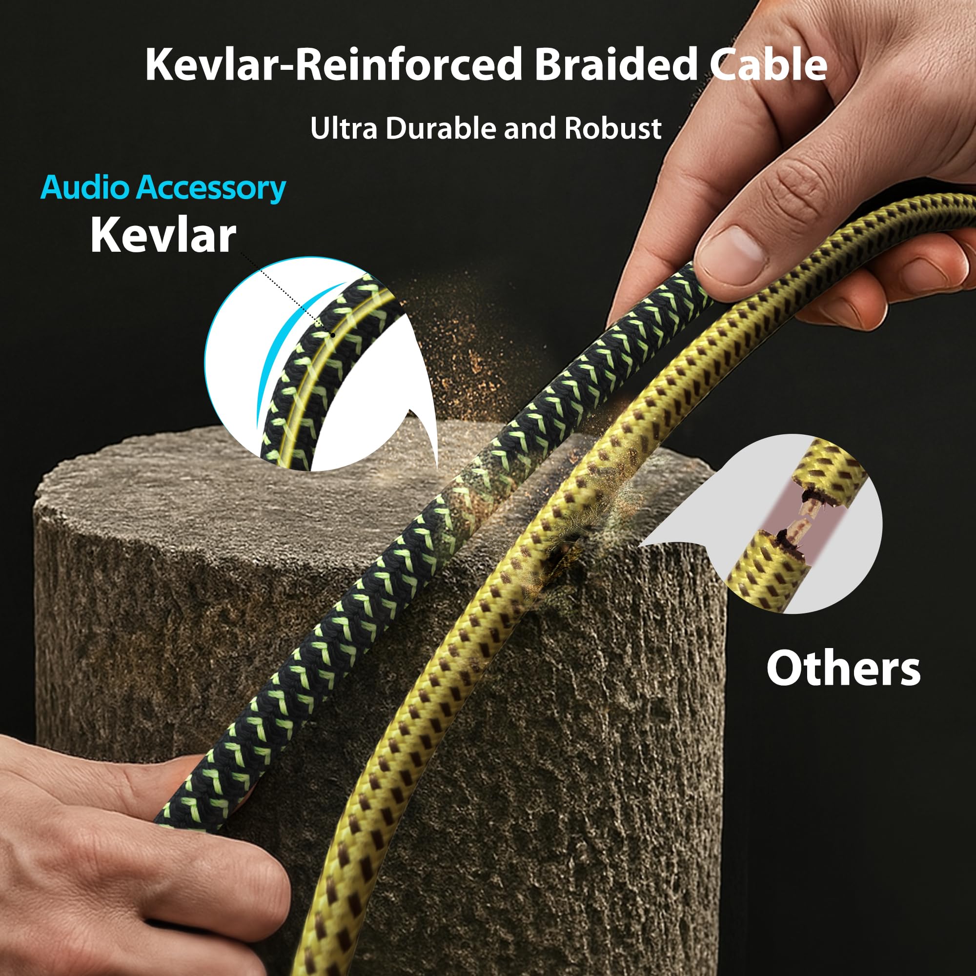 AA AUDIO ACCESSORY Pro Series Guitar Cable 10 ft Right Angle, Gold-Plated Neutrik REAN Connector, 99.99% OFC, Kevlar-Reinforced Braided 1/4 inch Instrument Cable for Fender Electric Guitar, Neon Green