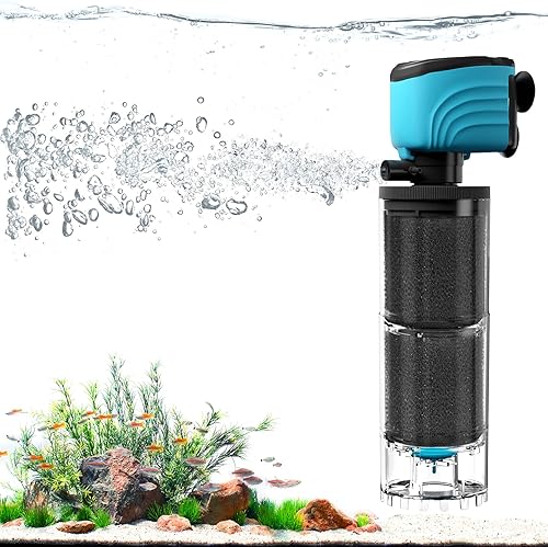 Filtro interno para acuario, filtros mejorados para tanque de peces de 50 a 150 galones, bomba susurrable sumergible de 450 GPH para tanque de