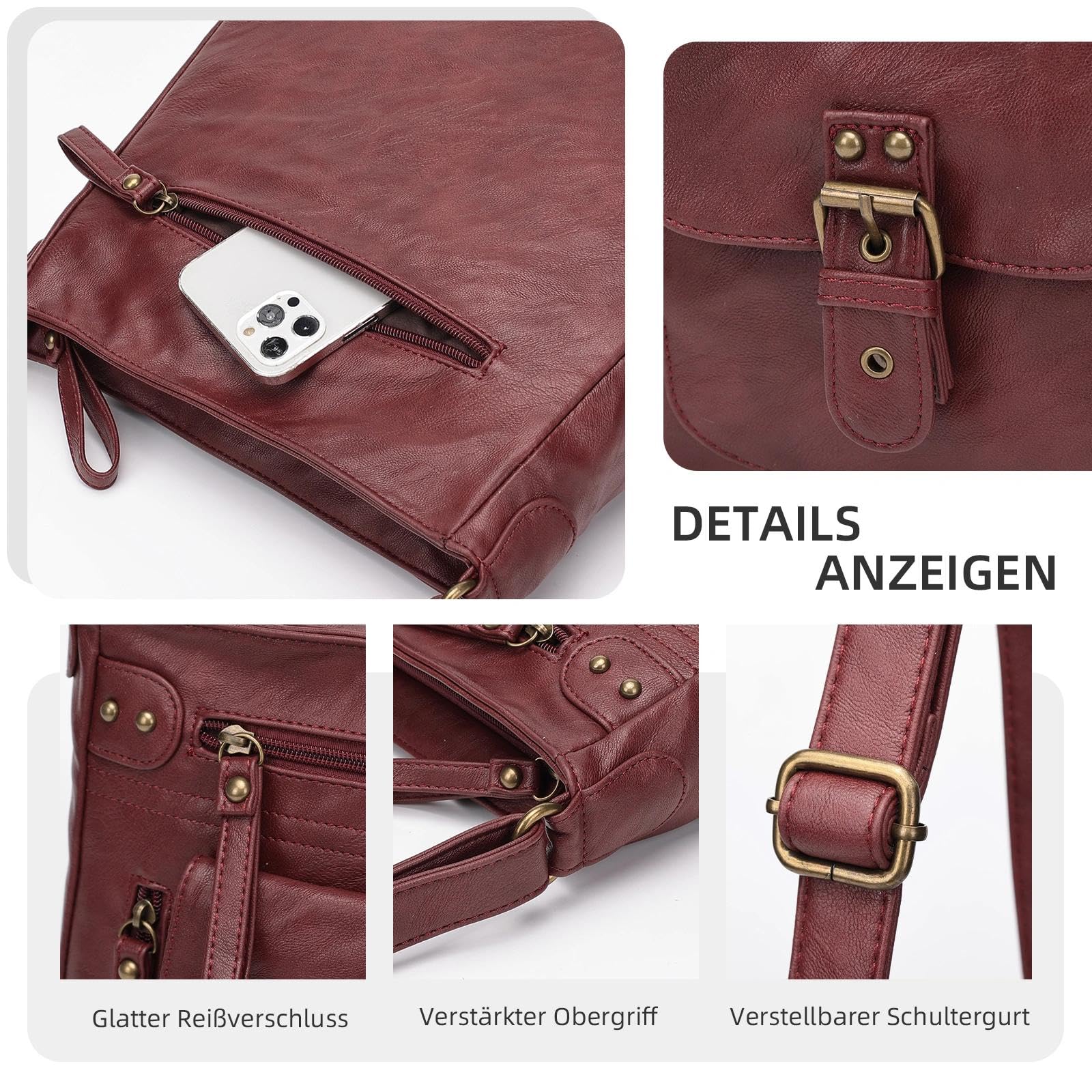 KL928 Tasche Damen Umhängetasche kleine Handtaschen Schultertasche Damentasche Damenhandtasche mittelgroß handtasche Lederhandtaschen Geldbörse PU Leder für frauen oder Mädchen