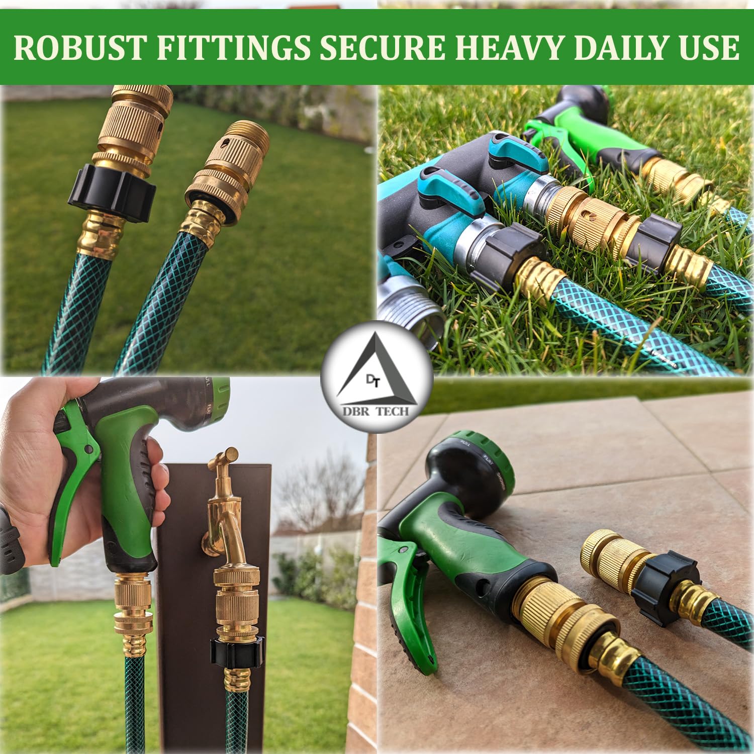 Accesorios de conexión rápida para manguera de agua de alta resistencia (latón de alta calidad para una durabilidad superior), conector de manguera de liberación rápida, apto para mangueras de