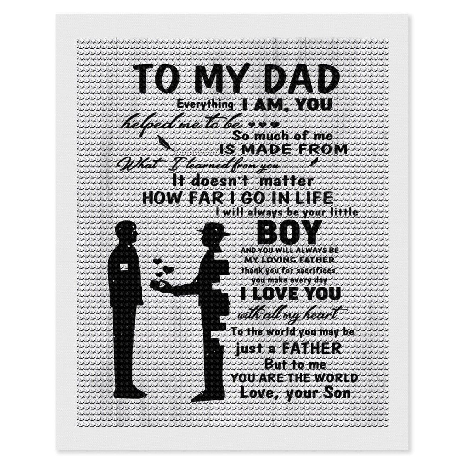 Junmoney to My Dad from Son DIY Diamond Art Canvas Kit 16"x20", Pleasing Wall Art Project, Easy Handmade Project, Living Room Decor