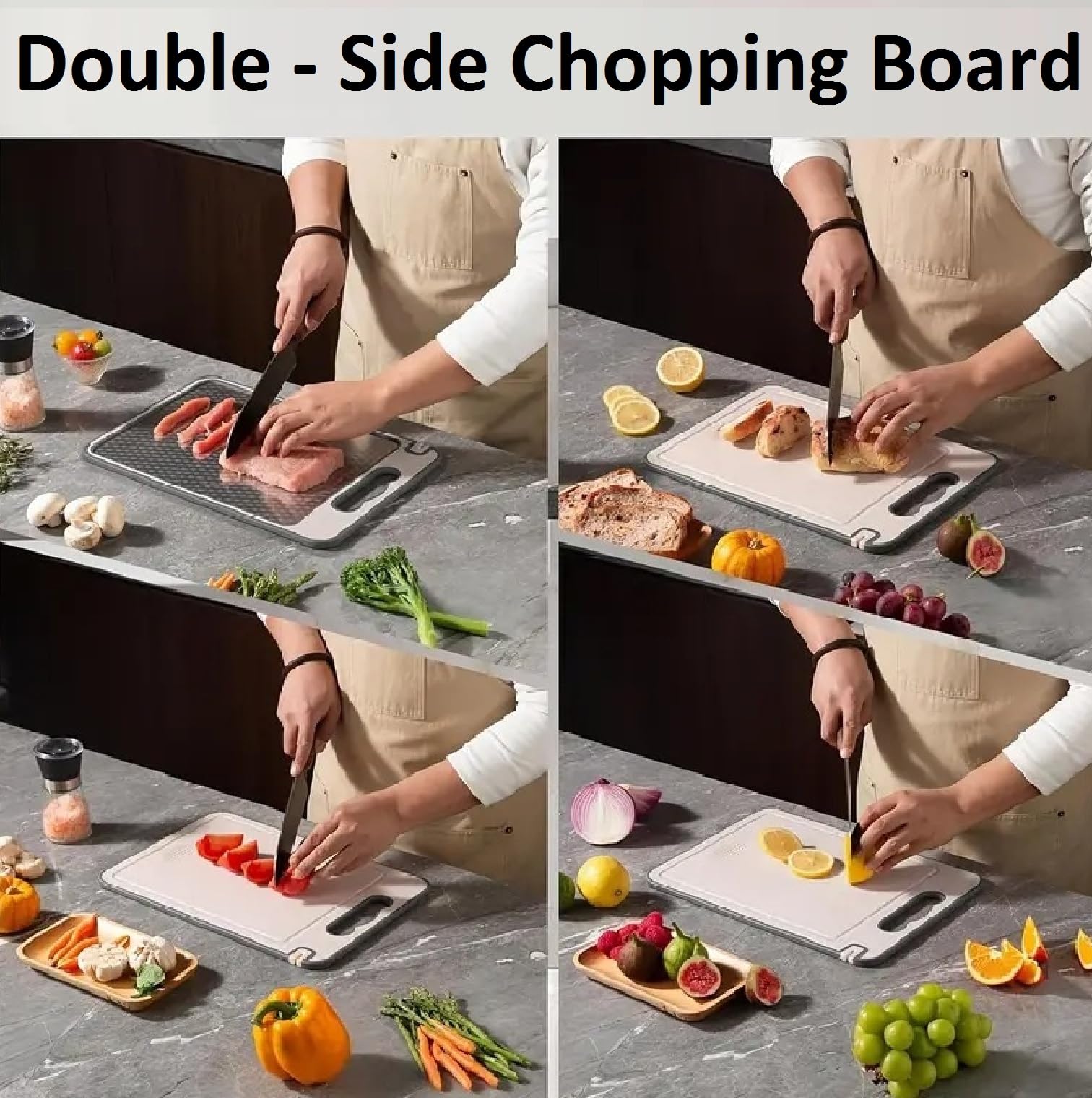 Double Sided Cutting Board with Knife Sharpener -6 Double Sided Cutting Board with Knife Sharpener -6