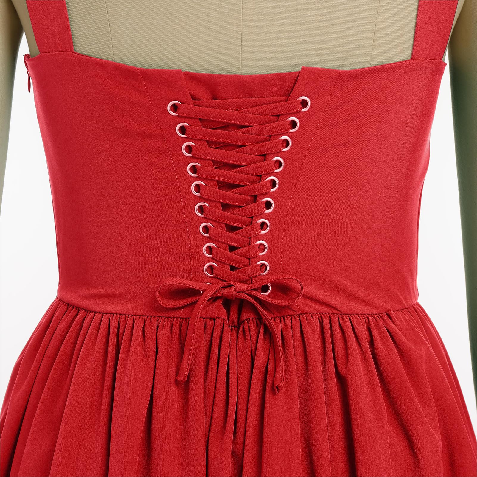 Women's Short Corset Sundress Boho Mini Dress Sleeveless Backless Low Cut Lace Dress Summer: Small Red