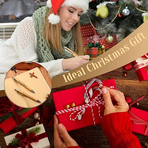 Miniatura 4 de Paquete de 50 bolígrafos retráctiles de bambú con versículos bíblicos, bolígrafos cristianos inspiradores con versículos bíblicos con bolígrafo de