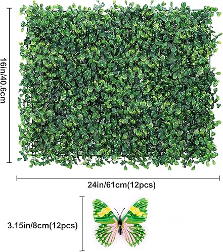 Miniatura 2 de 12 fondos de pared de césped de 24 x 16 pulgadas, decoración de pared de césped, paneles de pared de seto de boj, planta de seto topiario con