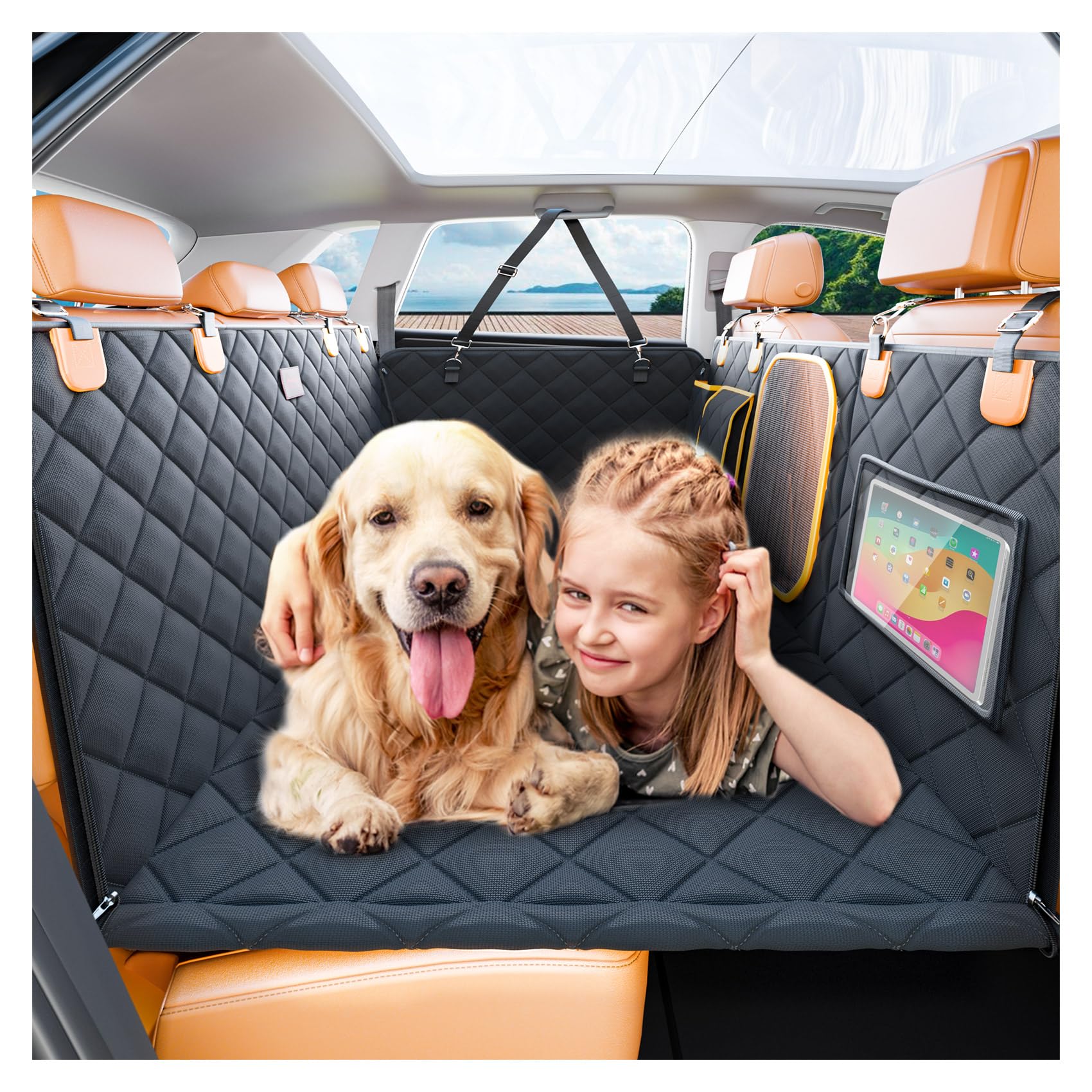 Manificent Back Seat Extender for Dogs, 400 LBS Hard Bottom Dog Car Seat Cover for Back Seat Bed for Camping Mattress, Waterproof Dog Hammock for Travel, Anti Slip Car Bed Mattress for Car SUV Truck M