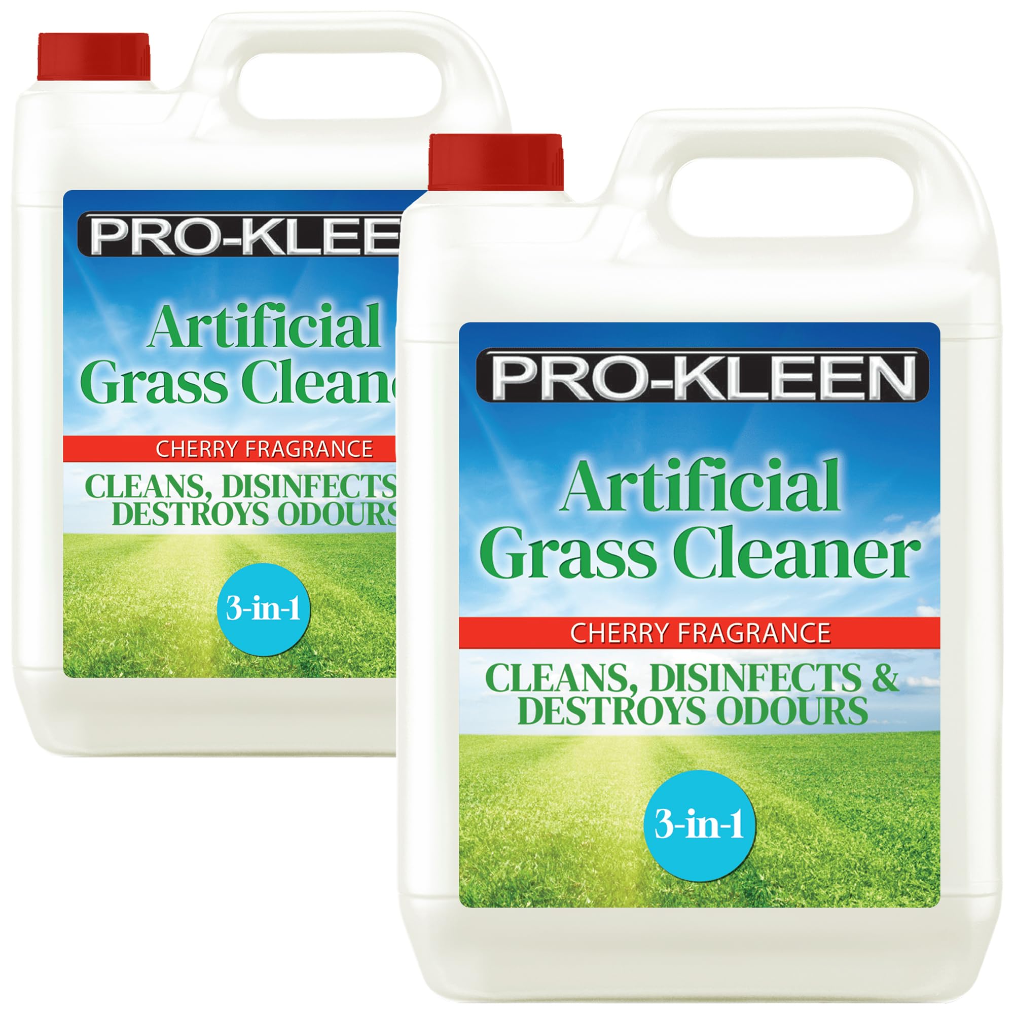 Pro-Kleen Artificial Grass Cleaner and Disinfectant - 2 x 5L Super Concentrate: Makes 30 Litres - Perfect for Homes with Dogs. Cleans & Deodorises - Cherry Fragrance