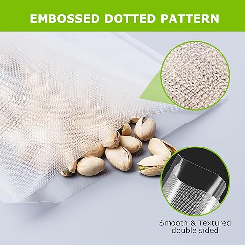 Miniatura 6 de Bonsenkitchen Bolsas selladoras al vacío, 50 bolsas de sellado de alimentos precortadas de 8 x 12 pulgadas, grado comercial, sin BPA, resistentes,