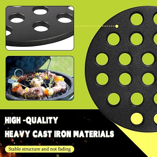 Miniatura 5 de OLAMO Rejilla de fuego inferior de hierro fundido de 6.5 pulgadas para accesorios de huevos verdes, placa de carbón de alta temperatura para huevos