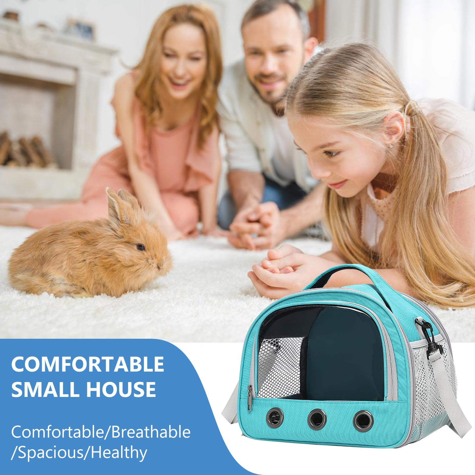 30 * 27 * 21cm Sac Transport Chat, Sac de Transport pour Chat, Respirant Et Pliable, avec Bandoulière Réglable, pour Lapins, Cobayes, Chatons