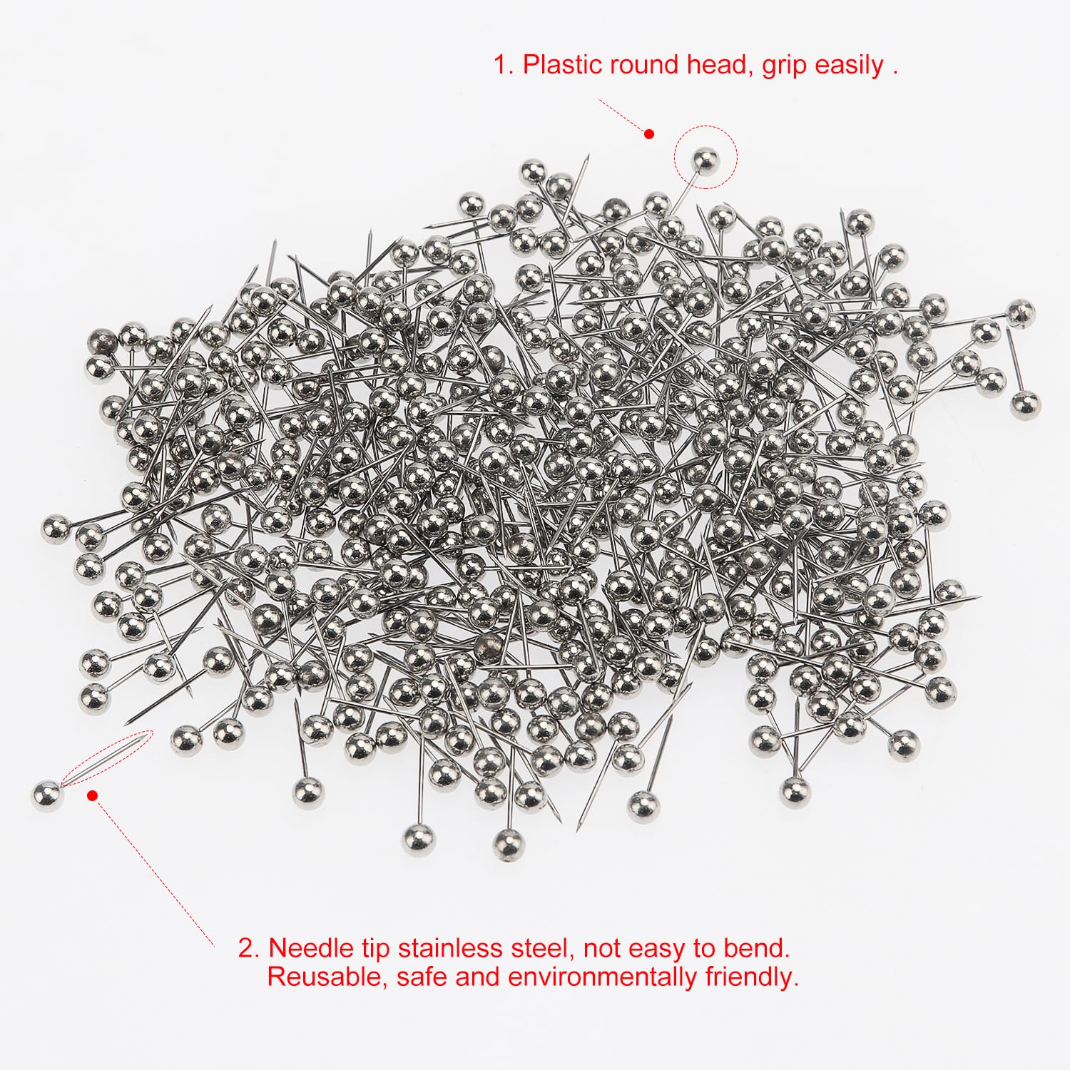 500 Punaises Carte Multicolores - Tête Plastique, Pointe Acier - Pour Tableau Liège, Marquage, Déco