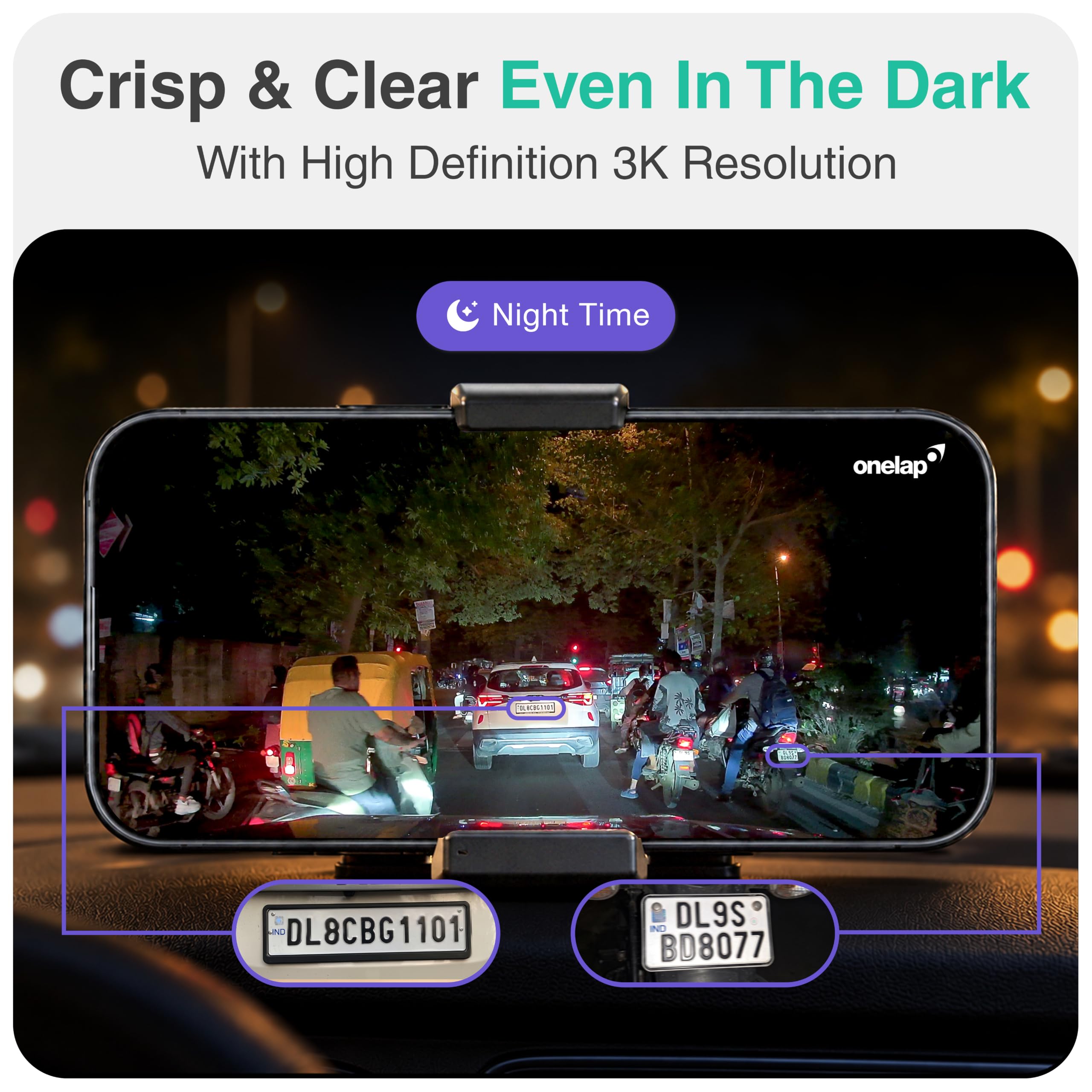 Onelap Vidsure Plus Dashcam - 3K/1080p Dual Camera -9
