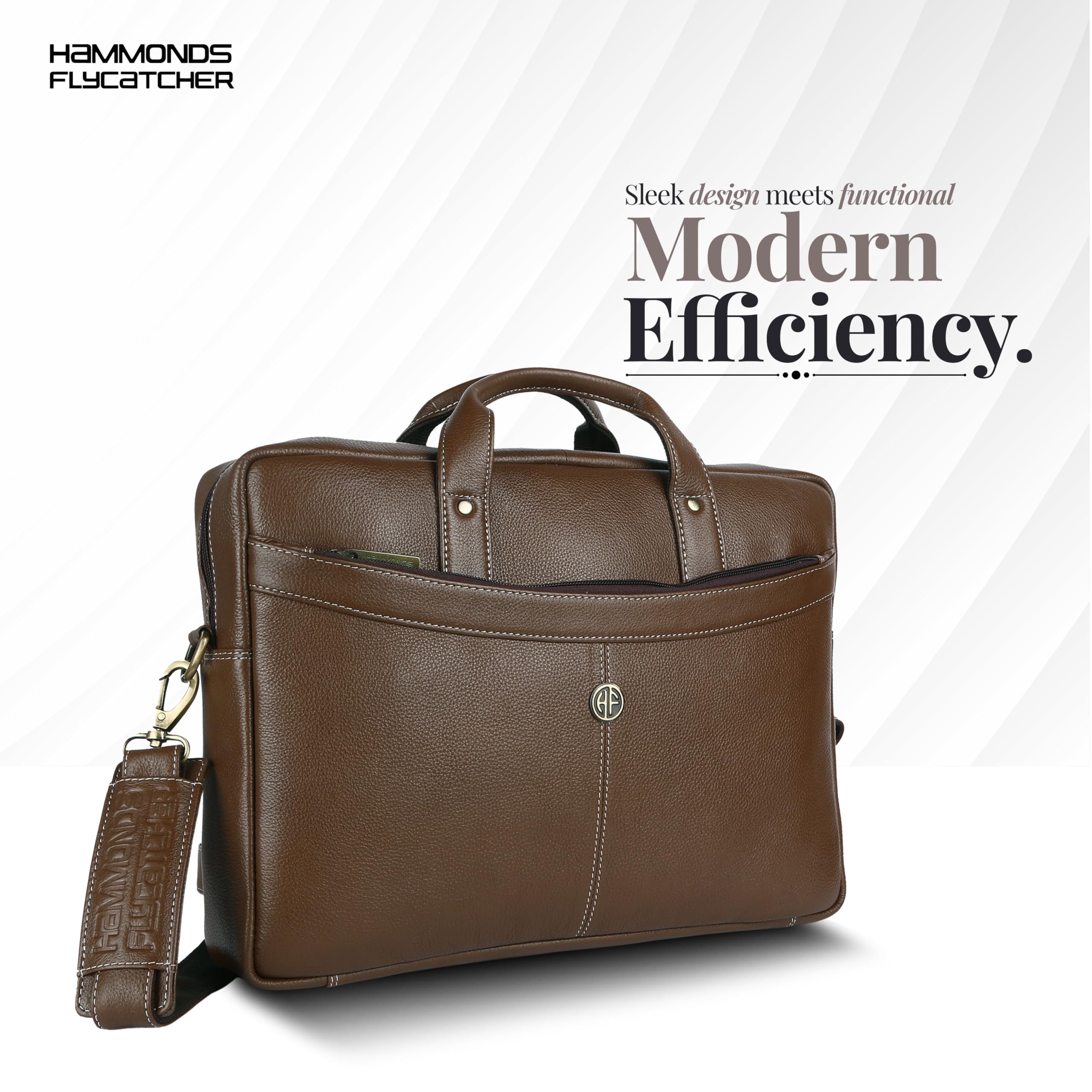 HAMMONDS FLYCATCHER Bombay LB122 - Borsa messenger in pelle marrone per laptop da 15,6" (L=39,H=29, B=8 cm)