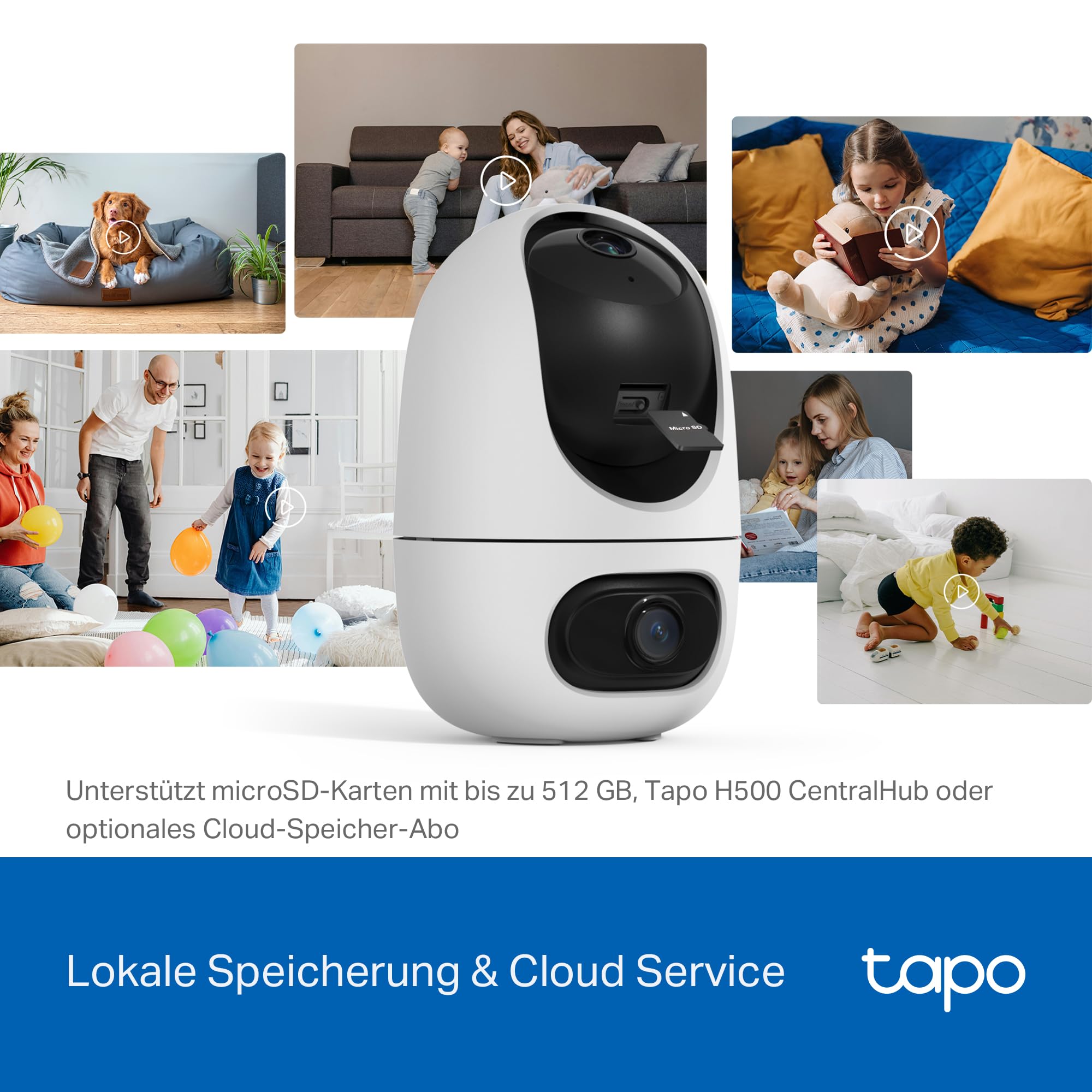 Tapo C245D Dual Kamera Überwachung Innen, 2K Weitwinkel- & Teleobjektiv, 2 Bereiche gleichzeitig überwachen, KI-Erkennung ohne ABO, IR-Nachtsicht, lokale Speicher mit Micro-SD oder H500 CentralHub