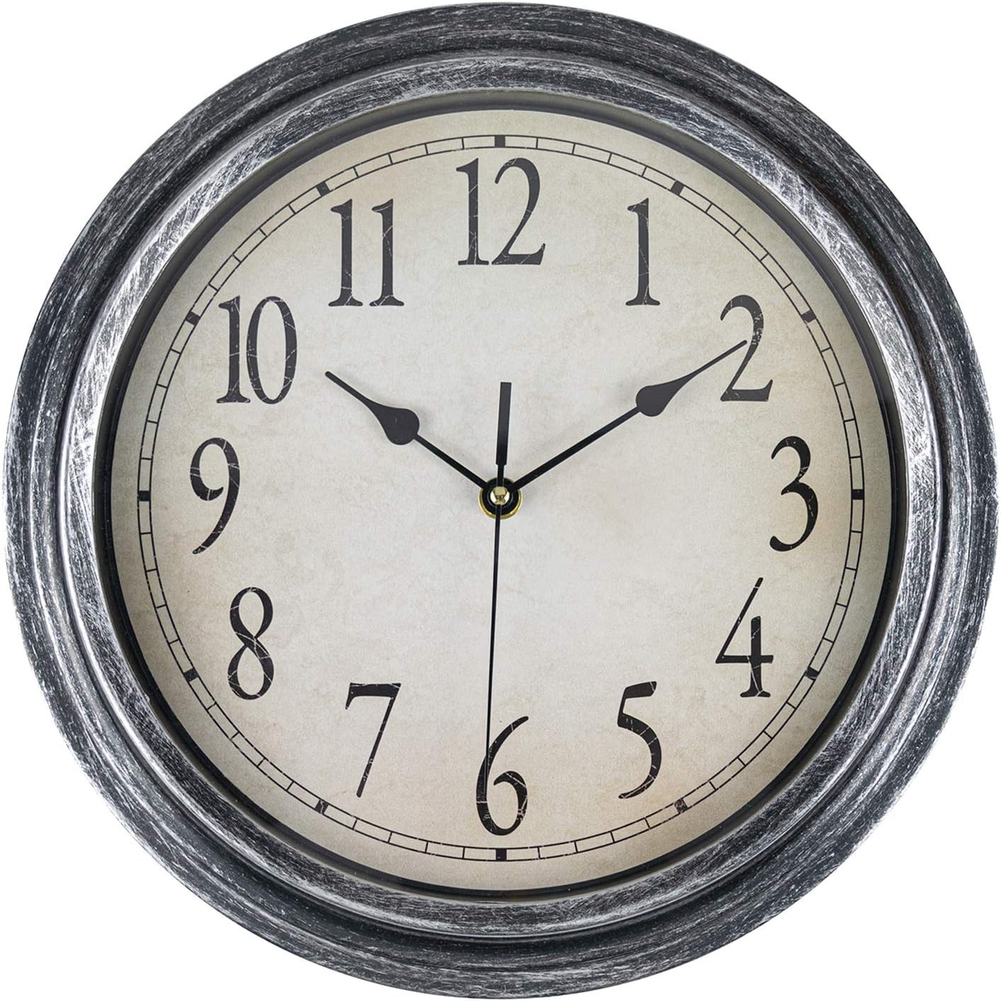 Yesland Wall Clock,12-1/2 Inch Round Retro Clock, Non Ticking Quartz Decorative Hanging Clock for Living Room Kitchen Home Office(Grey)