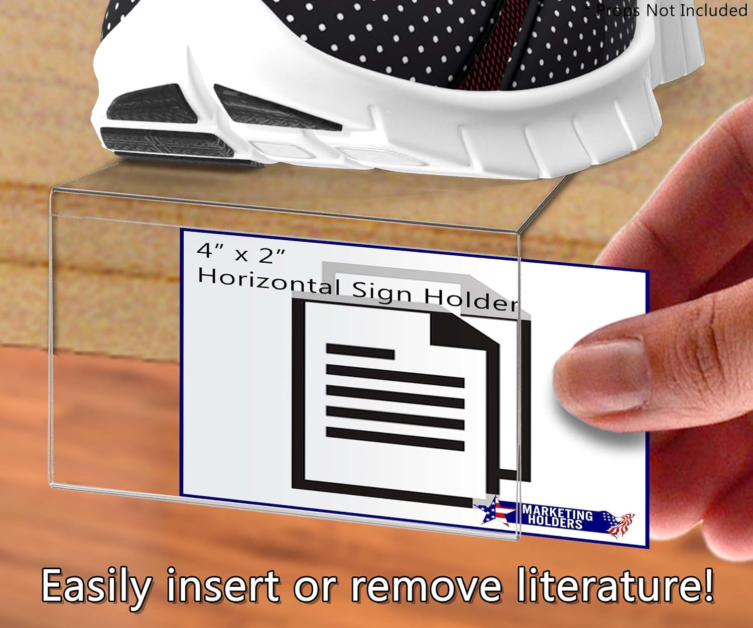 Marketing Holders 6 Pack Moveable Shelf Label Holders 4" x 2" Clear Shelf Tags Library Shelf Markers Shelf Label Display Holders for Library Book Shelves
