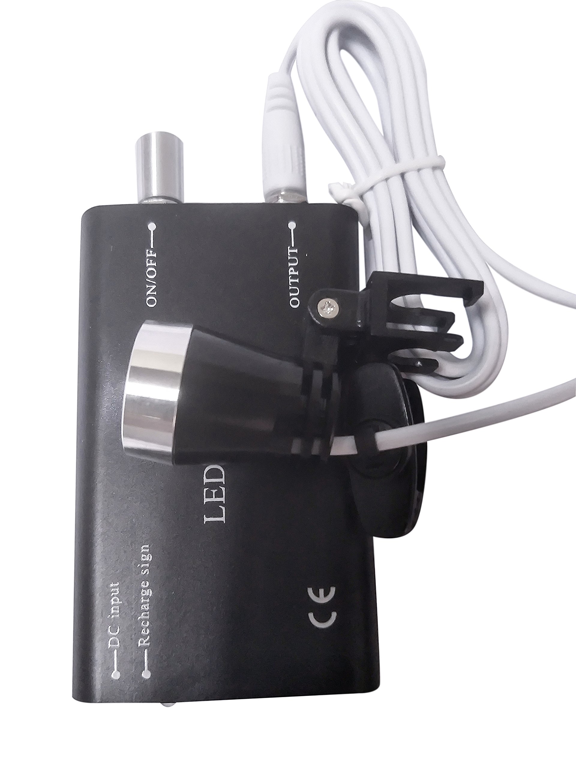 Loupes binoculaires chirurgicales en verre optique 3,5 x 420 mm + lampe frontale LED + boîte en aluminium (noir)
