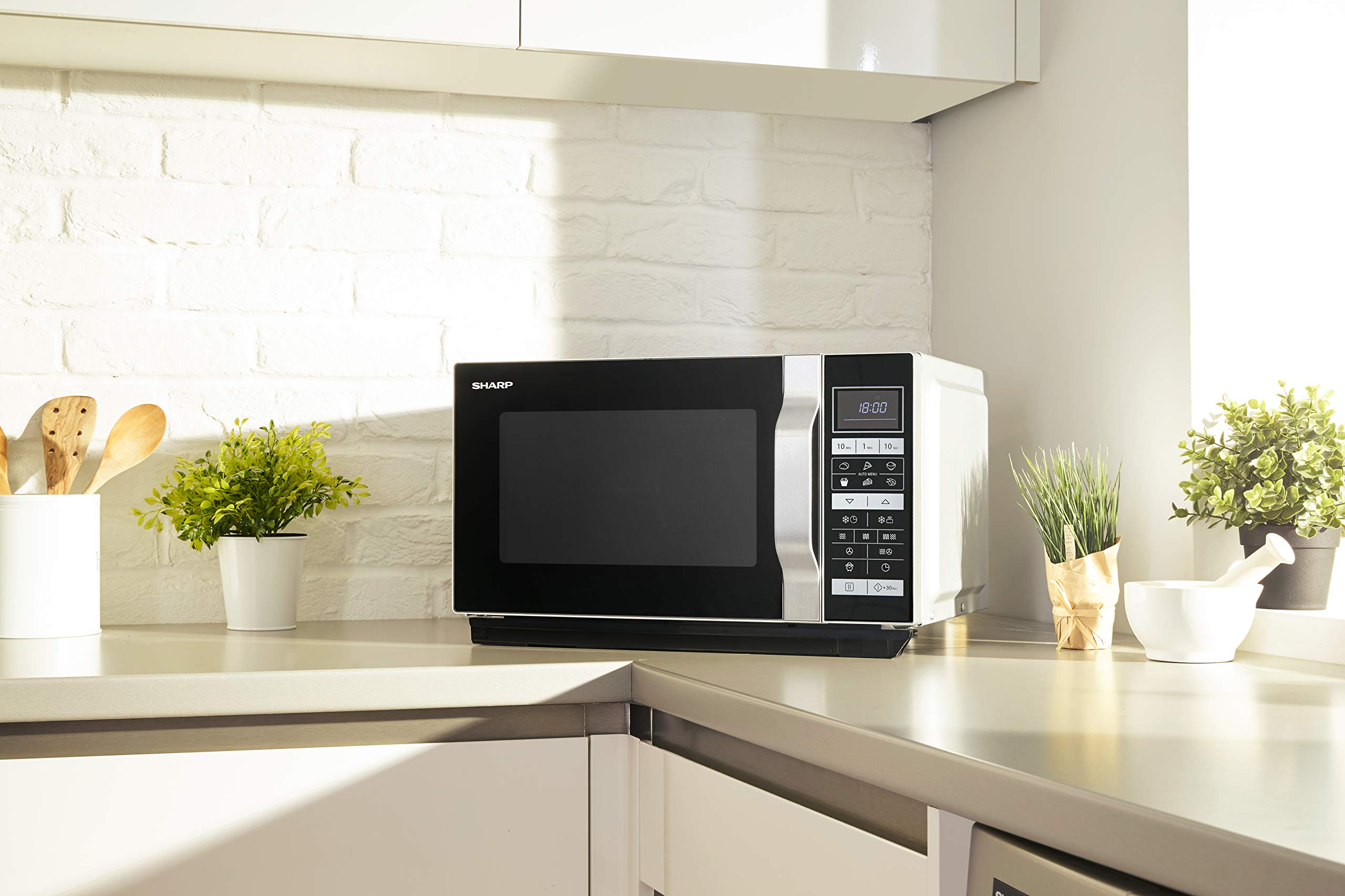 Sharp R-860S Micro-ondes Combiné 25 litres à plateau fixe - Argent