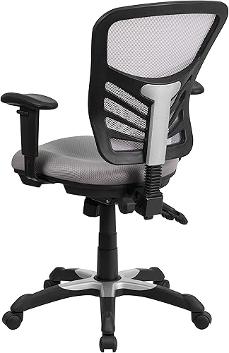 Miniatura 123 de Flash Furniture Nicholas Silla giratoria de oficina y juegos, ergonómica, de malla con soporte lumbar y altura ajustables, color negro Negro -,Malla