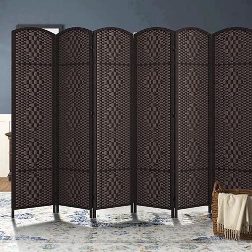 Miniatura 5 de Rose Home Fashion RHF Biombo de 6 pies de alto paneles de fibra tejida en rombos biombo divisor de habitación biombo plegable