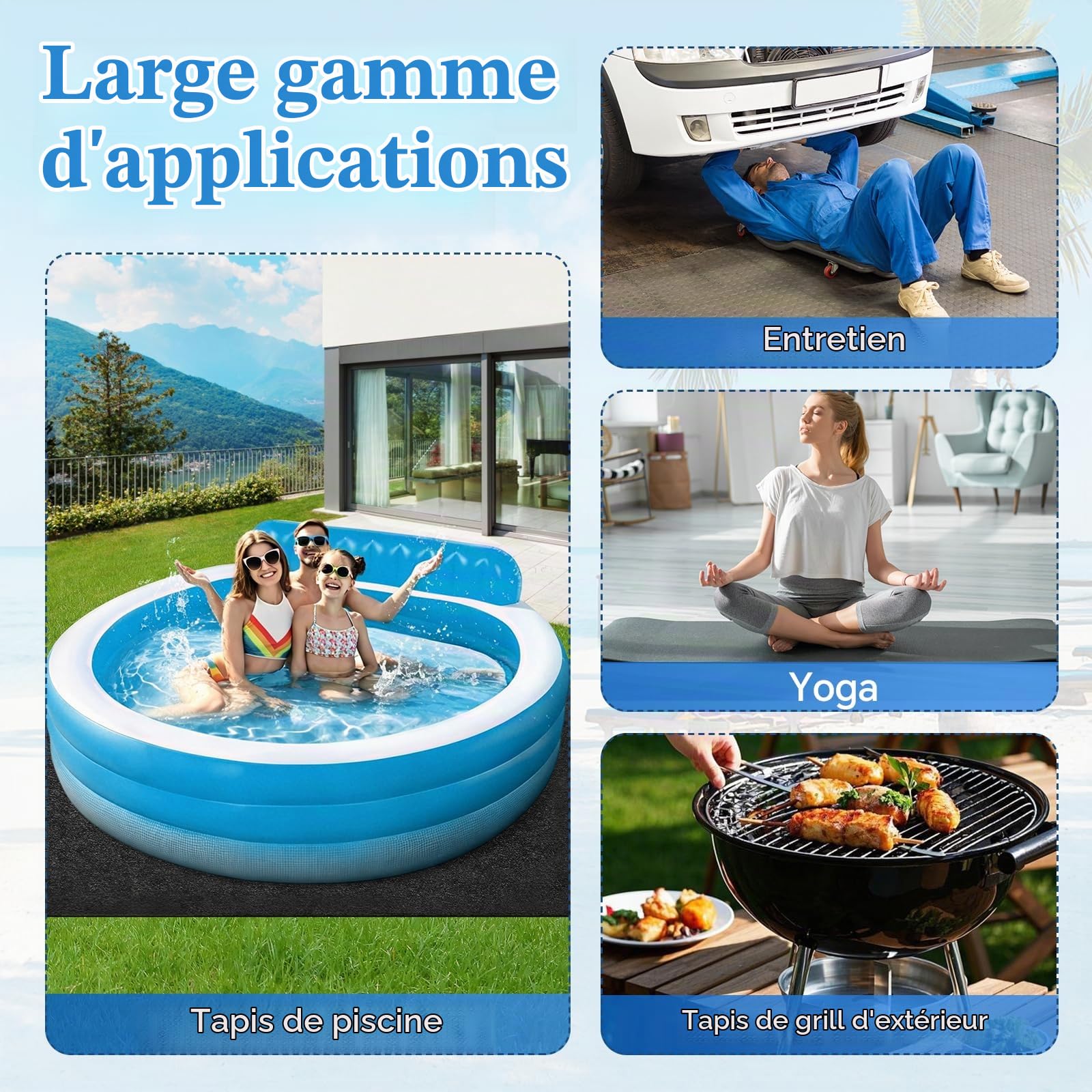 Tapis Feutre de Sol Antidérapant pour Piscine, Protection pour Piscine,Film de Protection Isolation Thermique pour Le Sol pour Piscine (3 * 4M)