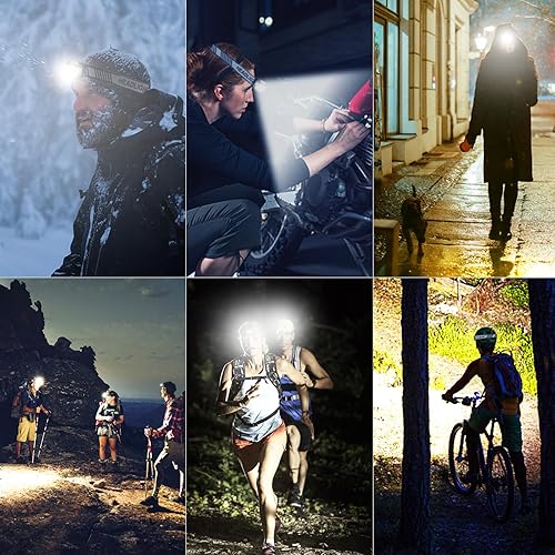 Miniatura 6 de Linterna frontal recargable, paquete de 4 linternas LED para faros delanteros brillantes con sensor de movimiento para acampar al aire libre,