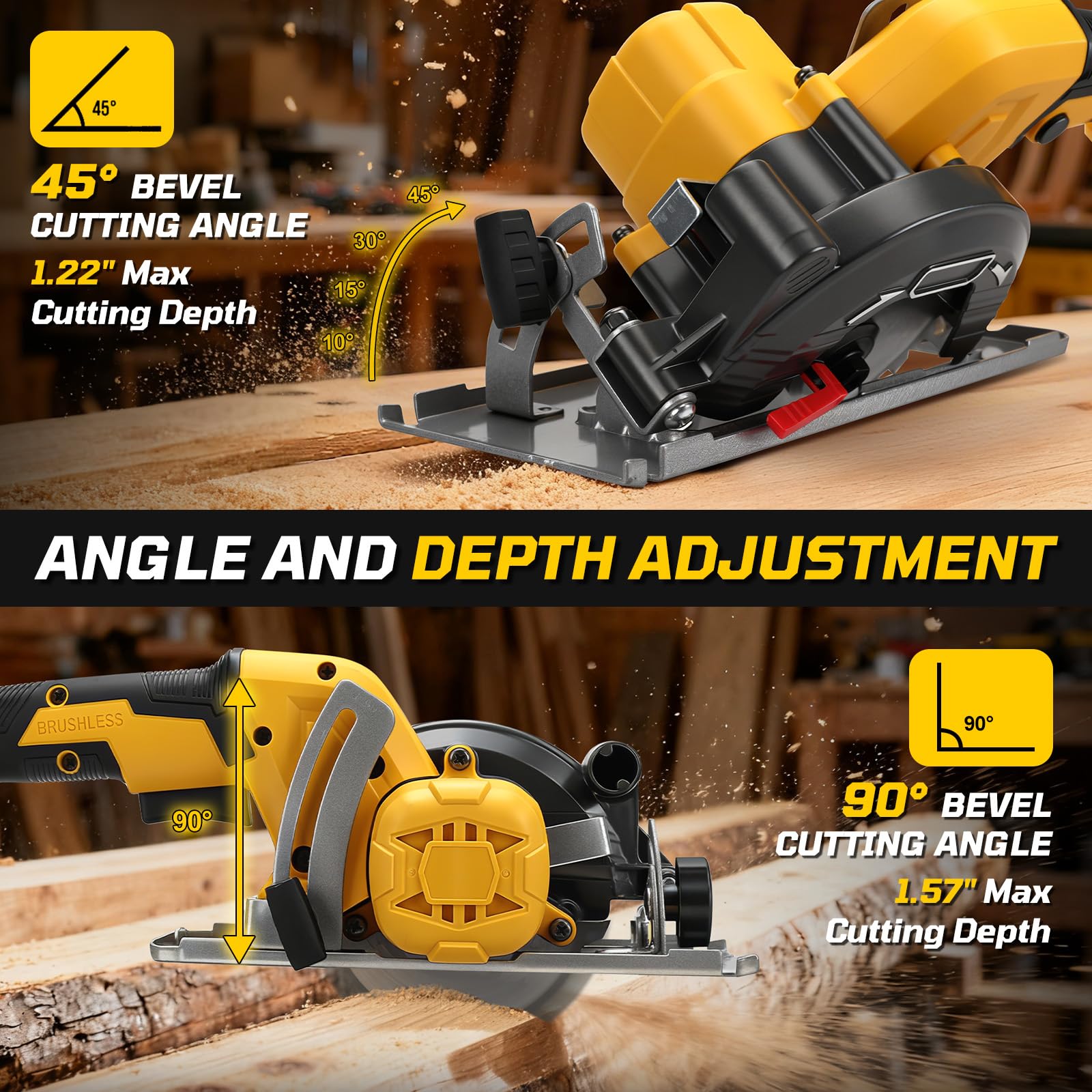 Roadtime mini Sierra circular de 5 pulgadas para DeWalt 20V(sin baterías) | profesional mini sierra circular de mano con 2 cuchillas, sierra para madera y cuchillo de diamant