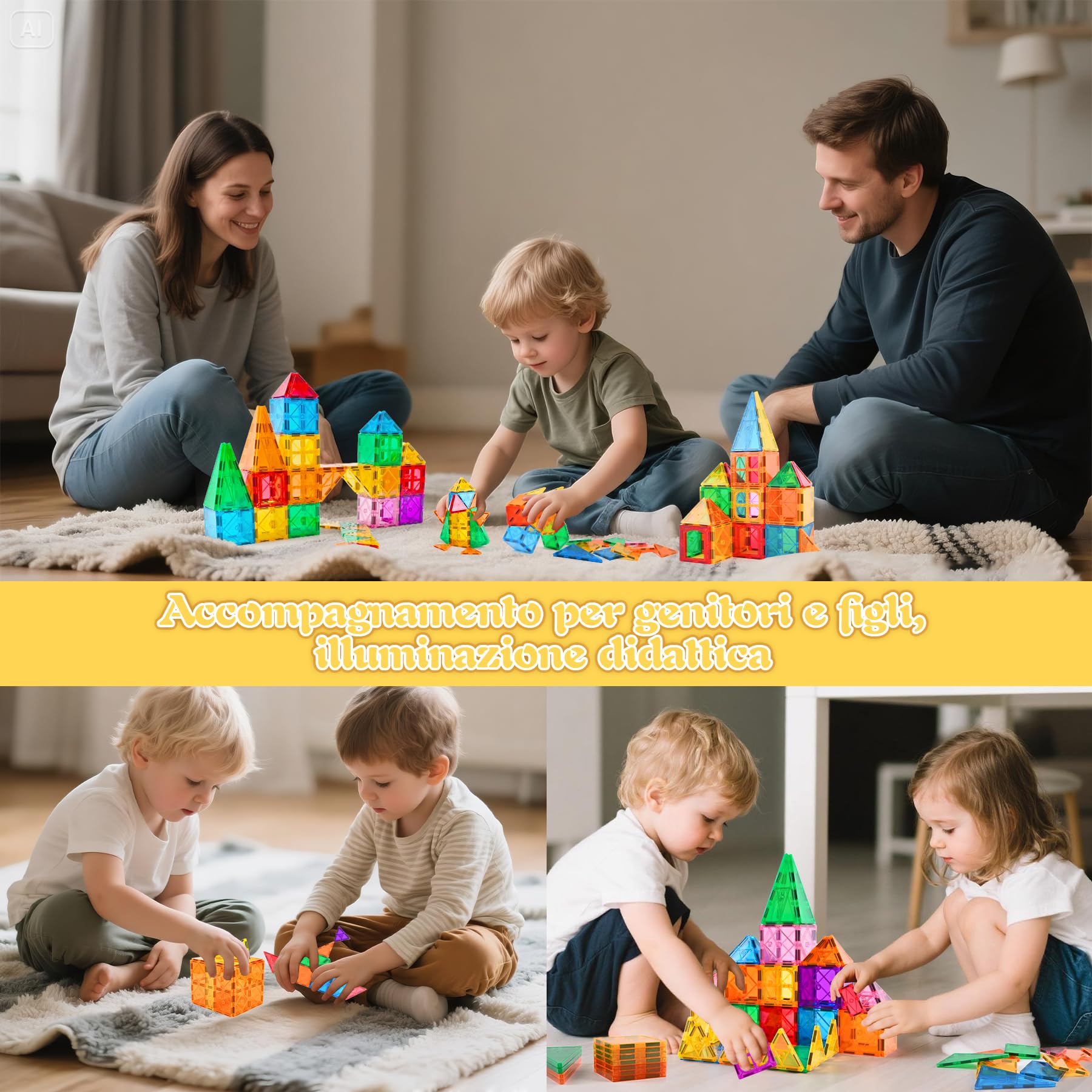 NAETANY Costruzioni Magnetiche per Bambini 64 pezzi 3D Giocattoli Magneti per il Bambino Educativo e Creativo Giocattoli Montessori per Ragazzi Giochi per Bambini di 3 4 5 6 7 8 Anni
