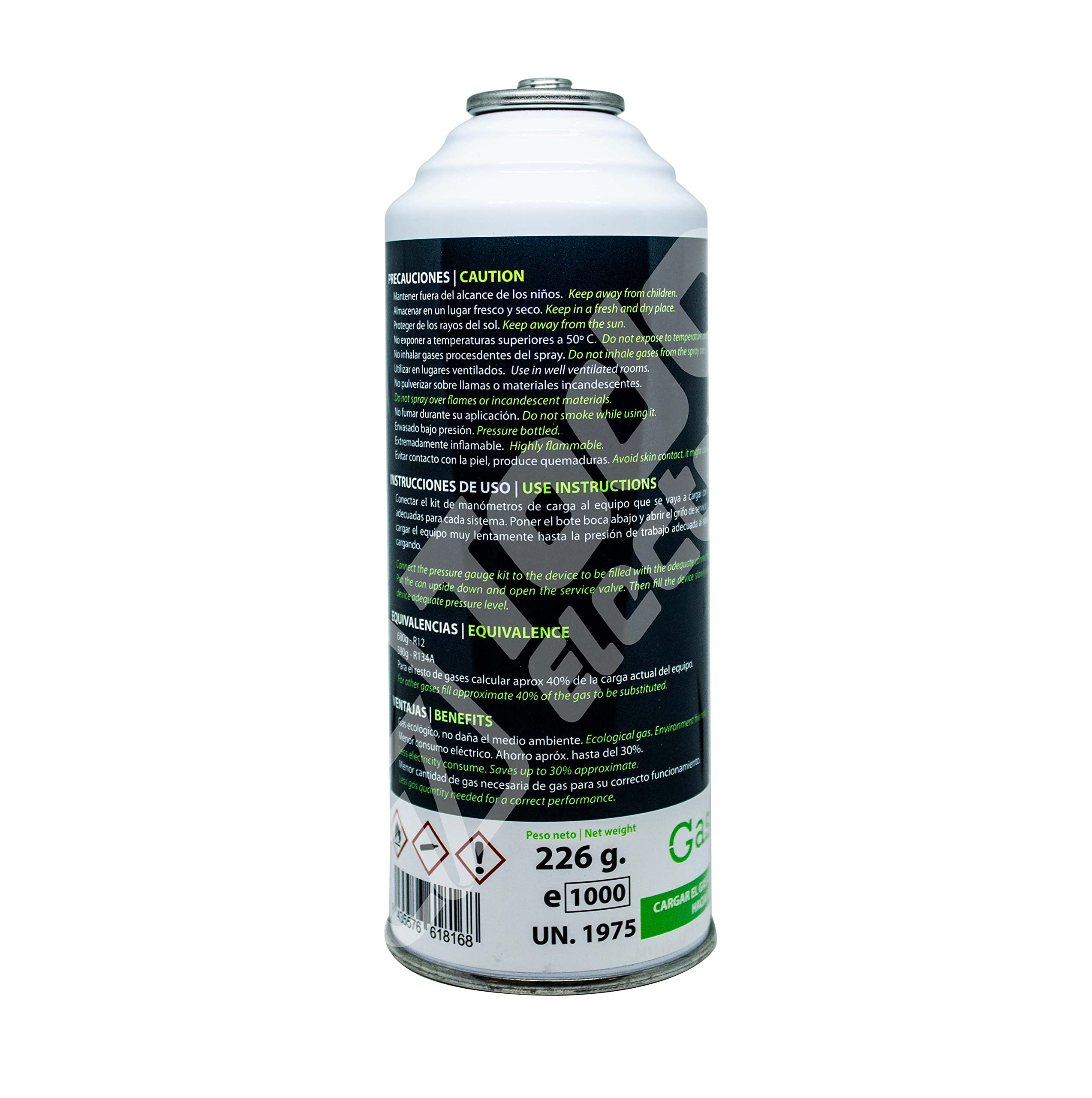 Todoeléctrico - Gasica D2 PACK AHORRO (2x226Gr) Botellas Gas Refrigerante Ecológico Gasica D2 sustituto de R12, R134A más llave recarga gas para aire acondicionado