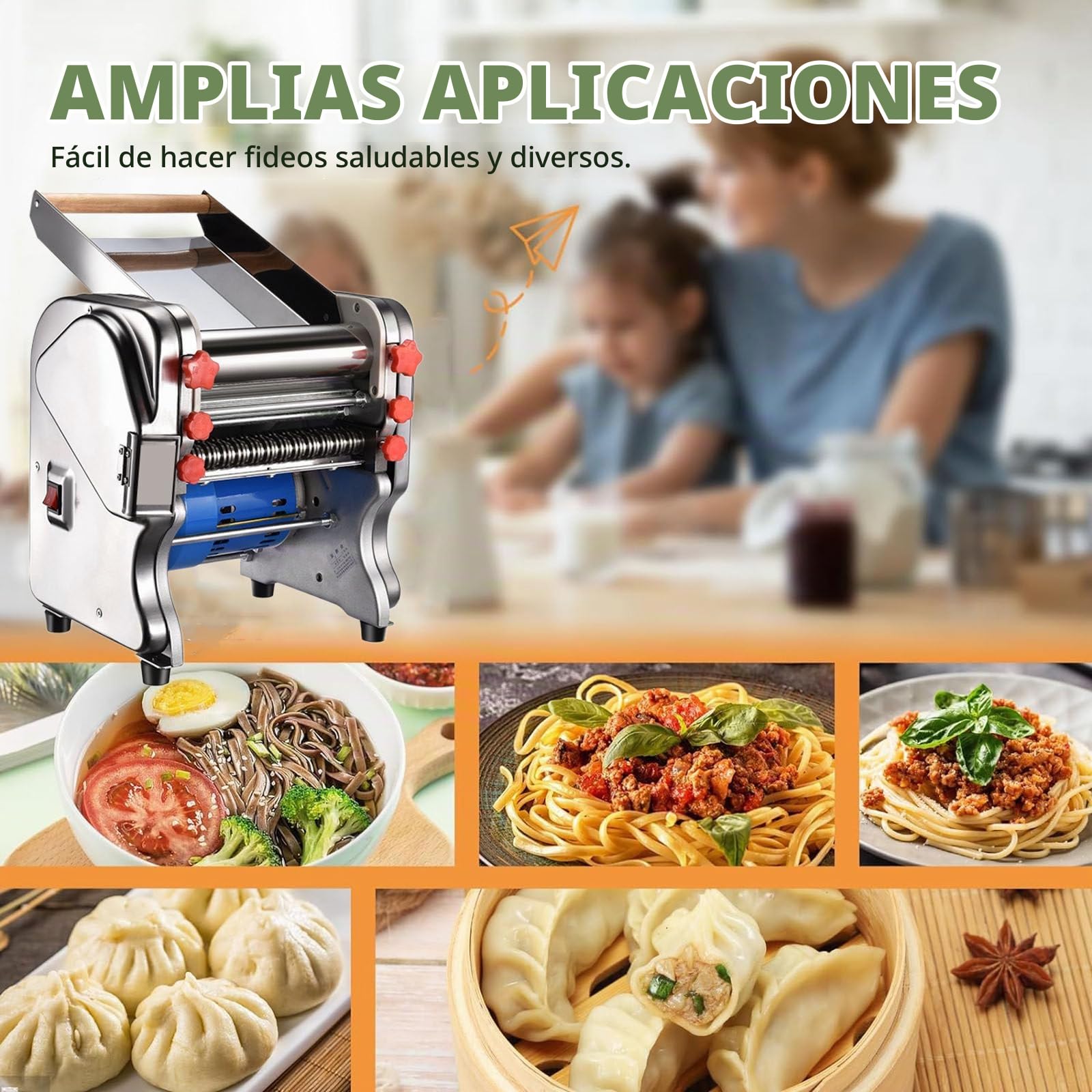 Laminadora de Rodillo de Masa Comercial Máquina Eléctrica de Rodillo de Masa para Pizza de 20 cm 550 W Automáticamente Adecuada para Equipos para Hacer Fideos, Pizza, Pan y Pasta