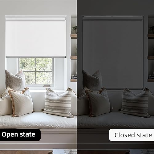Miniatura 8 de ChrisDowa Persiana enrollable 100 % opaca sin cordón, con jacquard a rayas, aislamiento térmico, tela de protección UV, persianas opacas totales