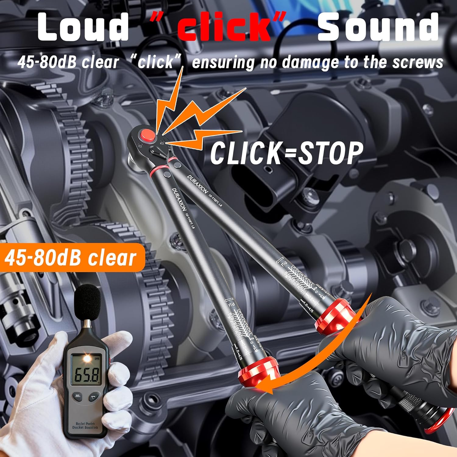 3/8-Inch Drive Torque Wrench 10-110ft.lb/13.56-149.14Nm, ±3% Precision Dual Direction Torque Wrenches with 72-Tooth Dual Range Scales with Ft.Lbs and N.m